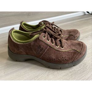 Dansko Elise Womens‎ Brown Suede Green Comfort Lace Up Shoes Size 37 EU 6.5-7 US